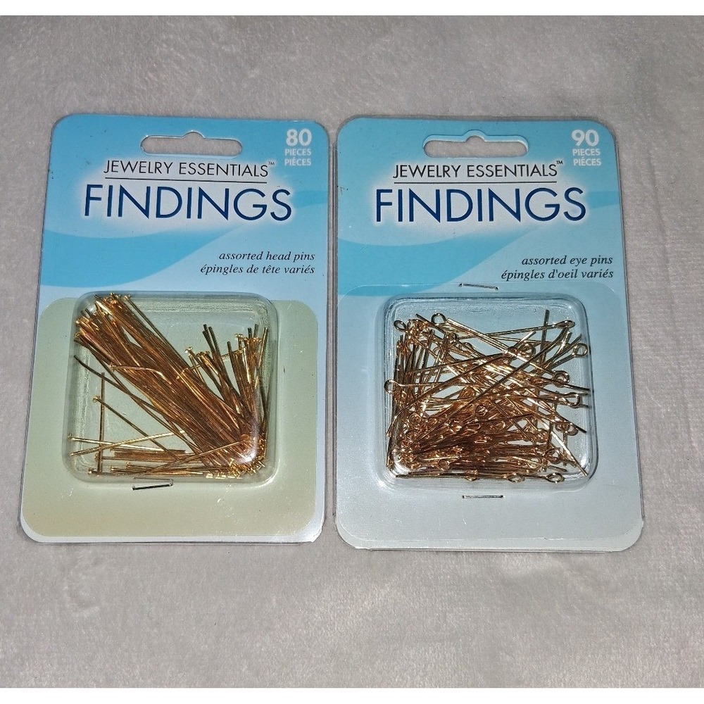 Jewelry Essentials Gold Tone Head & Eye Pins Findings 170 Pieces Craft Supply